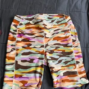 Colorful Camo High-Waist Bike Shorts